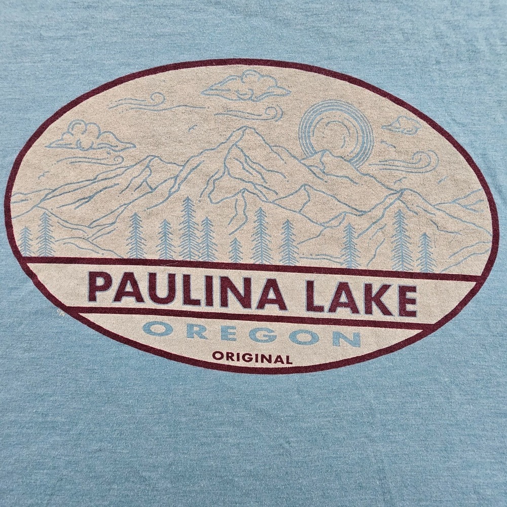 Paulina Lake Oregon Blue Short Sleeve Tri-Blend T-Shirt Men's M - Picture 3 of 12
